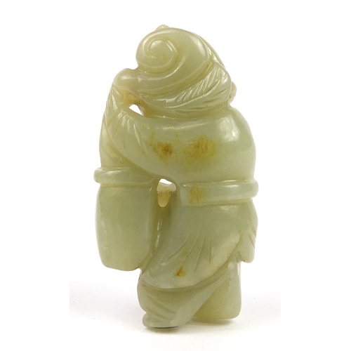 1004 - Chinese celadon jade carving of a boy, 7cm high