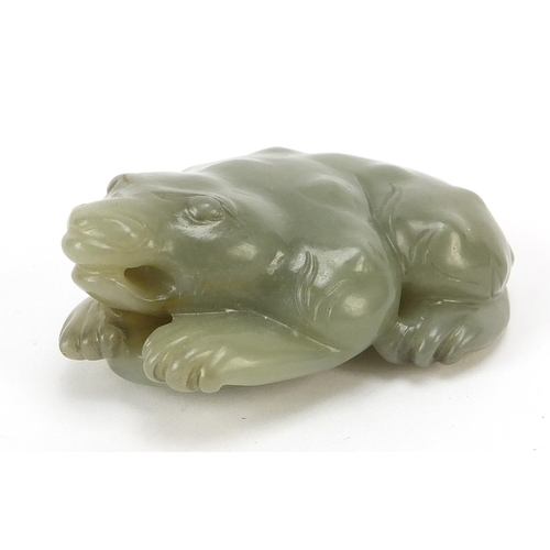 287 - Chinese celadon jade carving of a mythical toad, 7cm in length