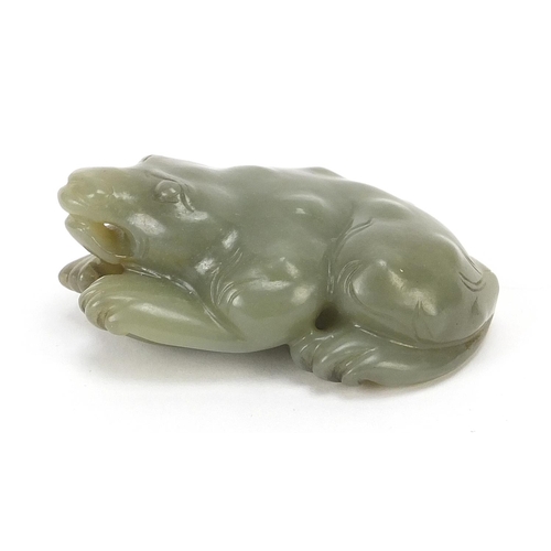 287 - Chinese celadon jade carving of a mythical toad, 7cm in length