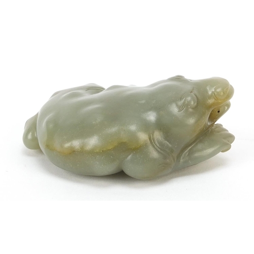 287 - Chinese celadon jade carving of a mythical toad, 7cm in length