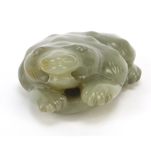 287 - Chinese celadon jade carving of a mythical toad, 7cm in length