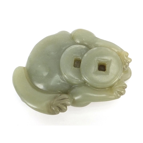 287 - Chinese celadon jade carving of a mythical toad, 7cm in length