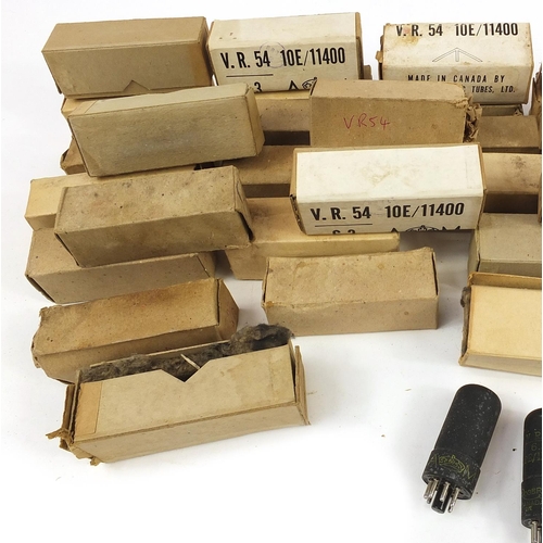 682 - Collection of vintage valves with boxes, some made in Canada by Rogers Electronic Tubes Ltd