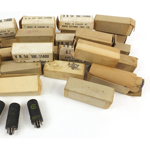 682 - Collection of vintage valves with boxes, some made in Canada by Rogers Electronic Tubes Ltd