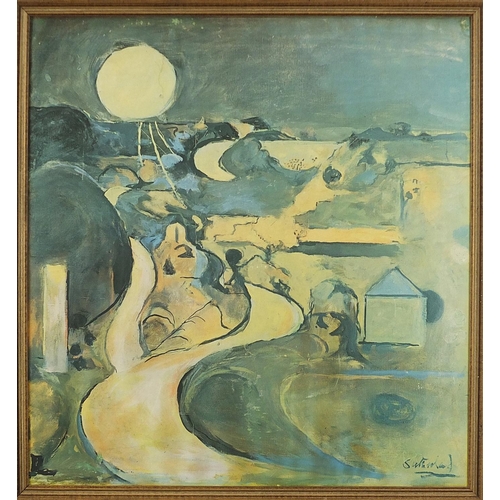 842 - Graham Sutherland - Road to Porthclais, lithographic print, framed, 52.5cm x 50cm excluding the fram... 