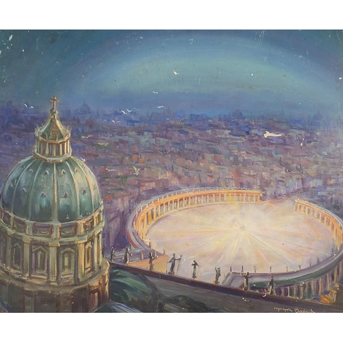 611 - St. Peter's Basilica Rome, oil on board, mounted and framed, 55cm x 45.5cm excluding the mount and f... 