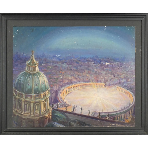 611 - St. Peter's Basilica Rome, oil on board, mounted and framed, 55cm x 45.5cm excluding the mount and f... 