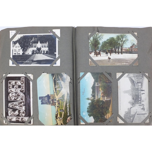 442 - Victorian and later topographical, social history and greetings postcards arranged in an album, some... 