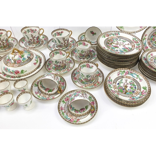 1099 - Coalport Indian Tree dinner and teaware including platter, bowls, cups and saucers, the largest 31.5... 