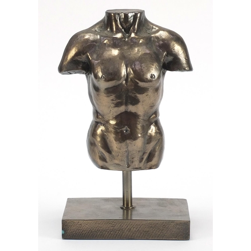 1047 - Bronzed sculpture of a male torso, 27cm high