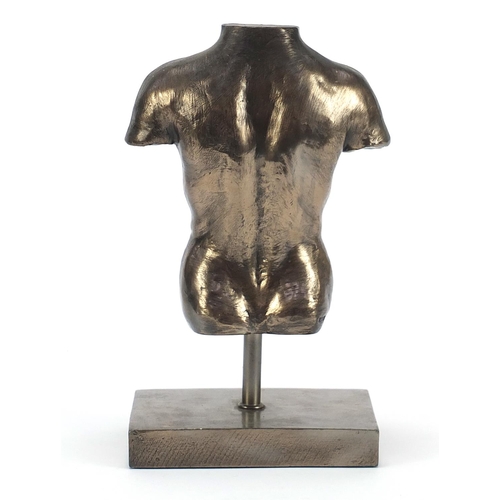 1047 - Bronzed sculpture of a male torso, 27cm high