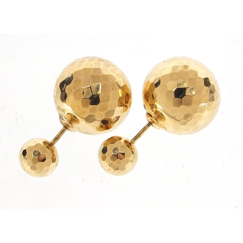 617 - Pair of 9ct gold glitter ball design stud earrings, 1.5cm in diameter, 4.4g