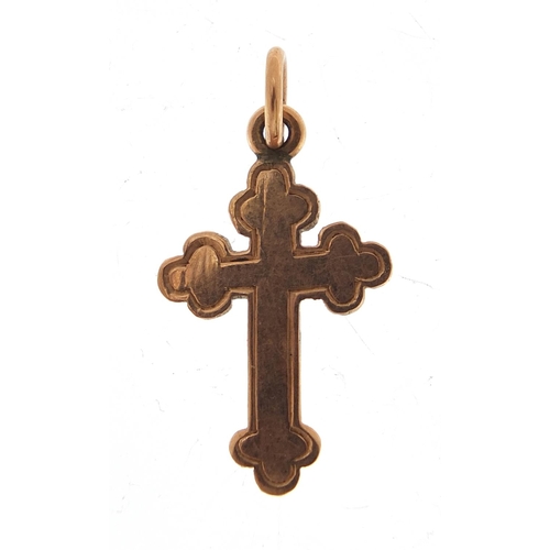 580 - 15ct gold cross pendant, 2cm high, 1.4g