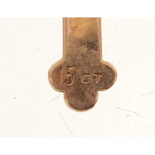 580 - 15ct gold cross pendant, 2cm high, 1.4g