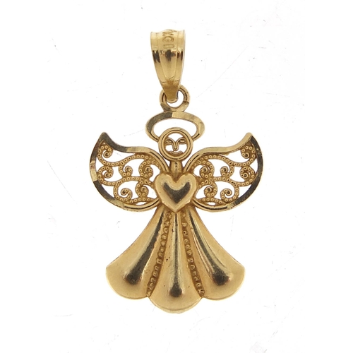 1070 - 9ct gold angel pendant, 2.2cm high, 0.8g