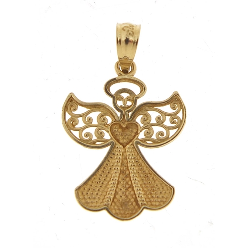 1070 - 9ct gold angel pendant, 2.2cm high, 0.8g