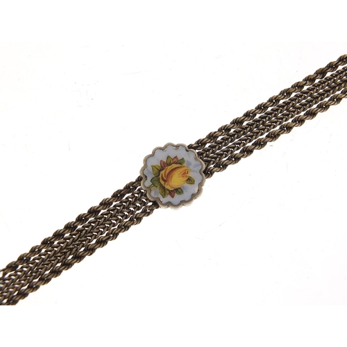 767 - Victorian silver and enamel watch chain, 22cm in length, 18.0g