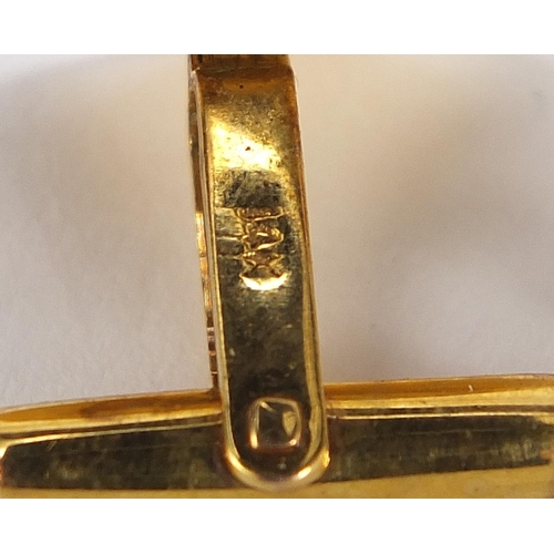 100 - Pair of Chinese 14ct gold cufflinks, 2.2cm wide, 6.5g