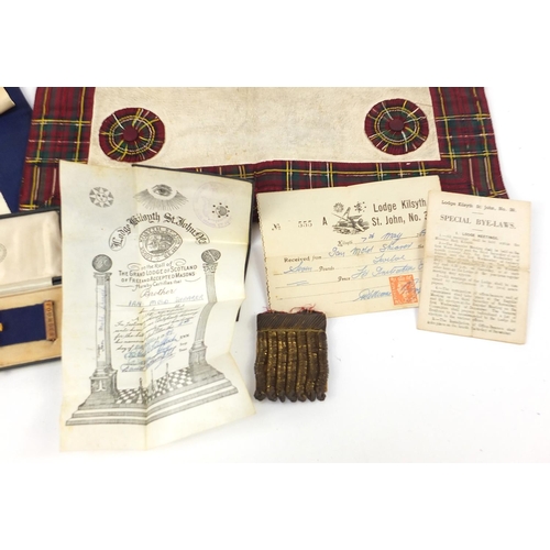 788 - Masonic regalia including a 9ct gold Madras Lodge jewel, the jewel 20g