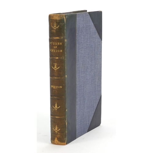 630 - The Stones of Venice by John Ruskin 1888, leather bound hardback book, George Allen