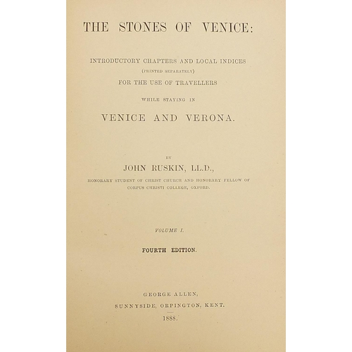 630 - The Stones of Venice by John Ruskin 1888, leather bound hardback book, George Allen