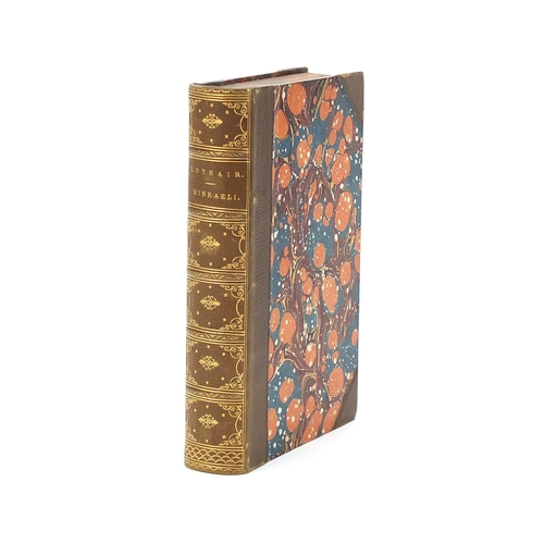 436 - Lothair by the Right Honourable D Disraeli 1870 19th century leather bound hardback book London publ... 