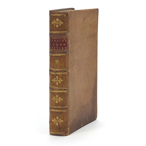 627 - Titus Livius's Roman History from the Buildings of Gipy, 1761, antique leather bound hardback book E... 