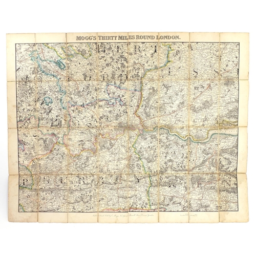 636 - Two 19th century canvas backed Ordinance Survey maps including Thirty Miles Around London and Kent, ... 