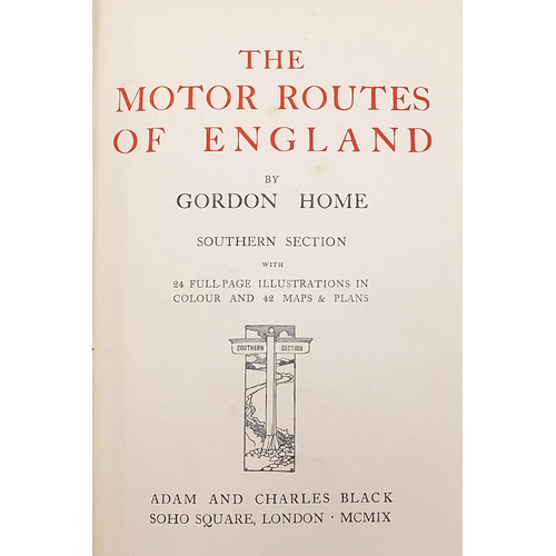 263 - The Motoring Routes of England by Gordon Home, 1909 hardback book published Adam & Charles Black, So... 