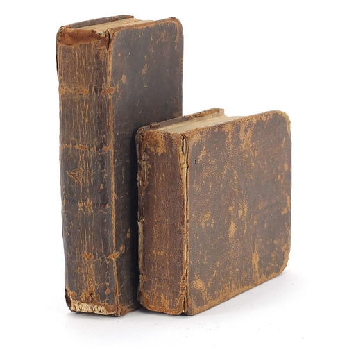 264 - Two antique leather bound hard back books comprising Collection of Hymns 1775, printed and sold by H... 