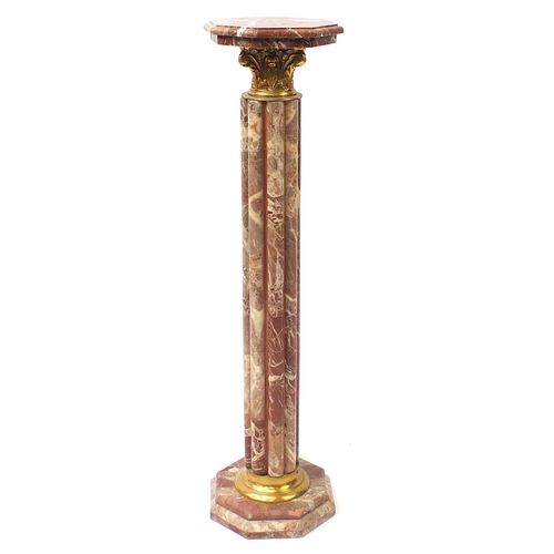 153A - Marble and ormolu mounted marble column with octagonal top, 114cm high x 26cm in diameter