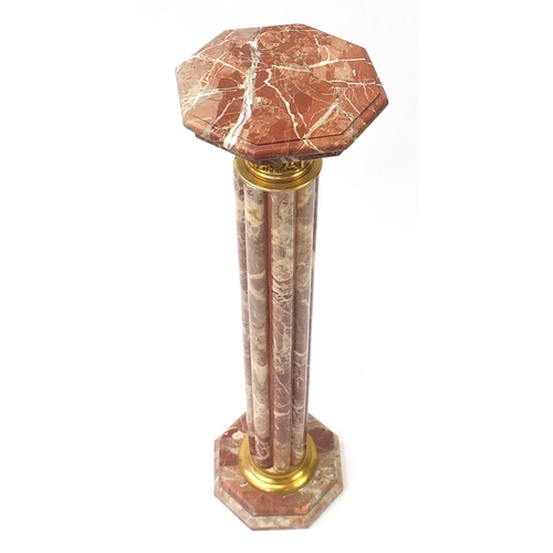 153A - Marble and ormolu mounted marble column with octagonal top, 114cm high x 26cm in diameter