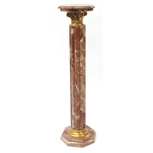 153A - Marble and ormolu mounted marble column with octagonal top, 114cm high x 26cm in diameter