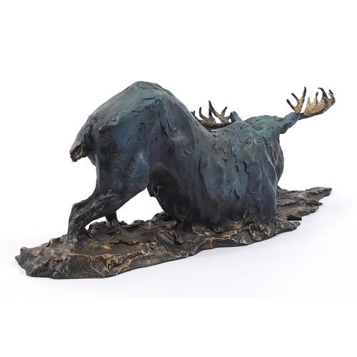 1041 - Large Modernist patinated bronze study of a moose, 60cm in length