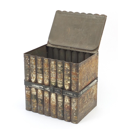 19 - Vintage Huntley & Palmers biscuit tin in the form of a stack of books, 16cm wide