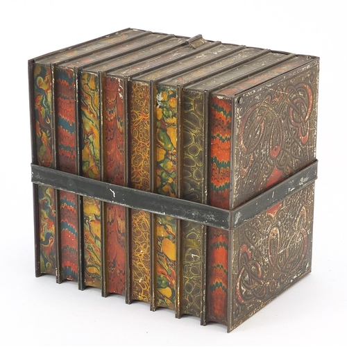 19 - Vintage Huntley & Palmers biscuit tin in the form of a stack of books, 16cm wide