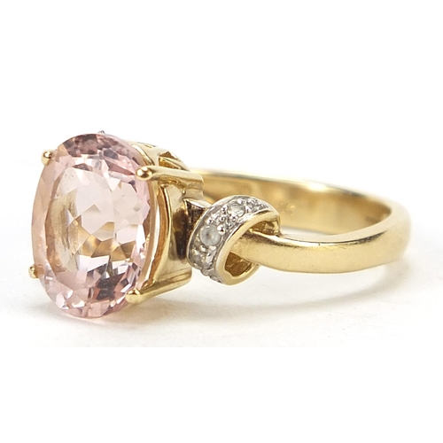 772 - 9ct gold pink stone ring, size O, 4.3g