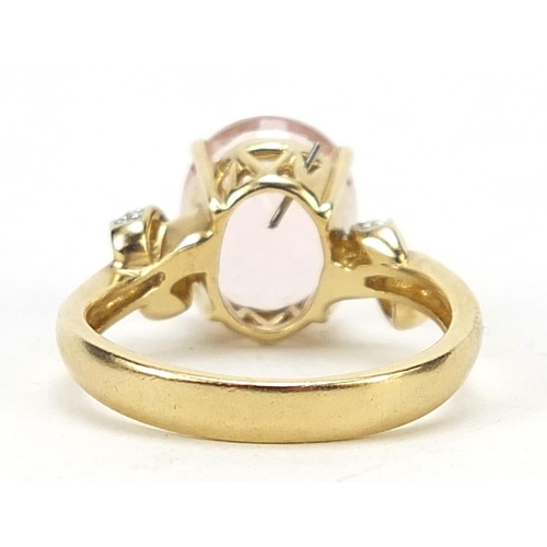 772 - 9ct gold pink stone ring, size O, 4.3g