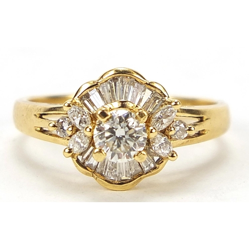 742 - 18ct gold diamond ring, the centre stone approximately 4.5mm in diameter, size M, 3.6g