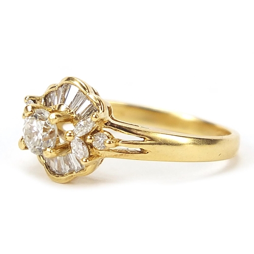 742 - 18ct gold diamond ring, the centre stone approximately 4.5mm in diameter, size M, 3.6g