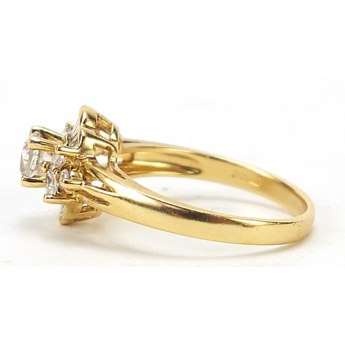 742 - 18ct gold diamond ring, the centre stone approximately 4.5mm in diameter, size M, 3.6g