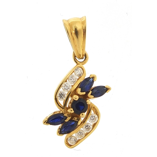 546 - 9ct gold sapphire and clear stone pendant, 2.5cm high, 2.9g