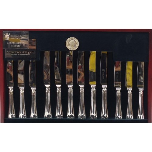 1082 - Arthur Price 44 piece canteen of silver plated cutlery by the Royal Mint commemorating Queen Elizabe... 