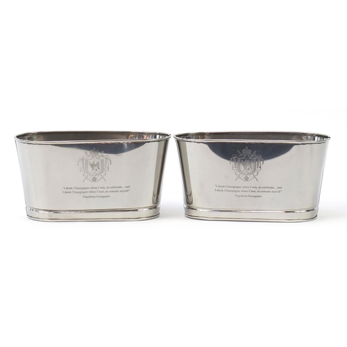 1045 - Pair of Champagne ice buckets with Lily Bollinger mottos, each 15.5cm H x 29.5cm W x 14.5cm D