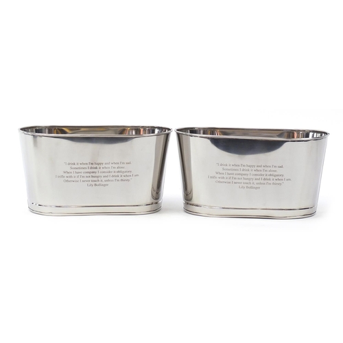 1044 - Pair of Champagne ice buckets with Lily Bollinger and Napoleon Bonaparte mottos, each 18cm H x 34cm ... 