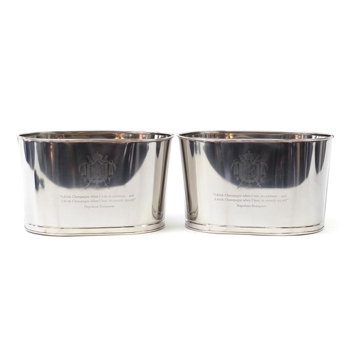 1043 - Pair of large Champagne ice buckets with Lily Bollinger mottos, each 26cm H x 43cm W x 29cm D