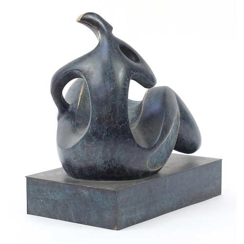 44 - Mid century design patinated bronze study of a female, 36cm wide