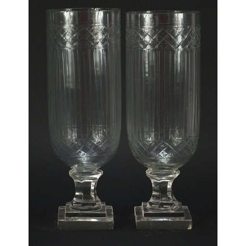 901 - Pair of Georgian design cut glass celery vases, each 34cm high