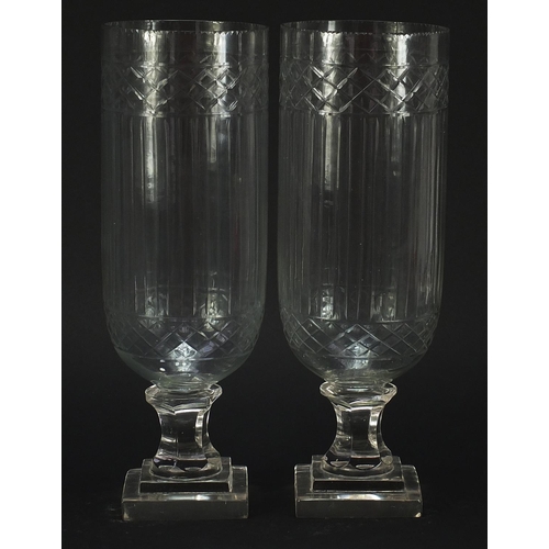 901 - Pair of Georgian design cut glass celery vases, each 34cm high