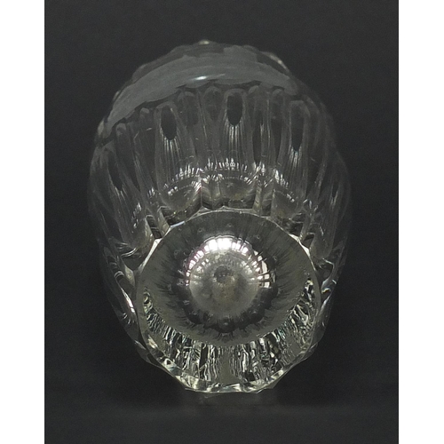 905 - Czechoslovakian cut glass vase etched with the town of Krivoklat, 22cm high